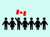 Stick figure illustrations holding hands with the Canadian flag.