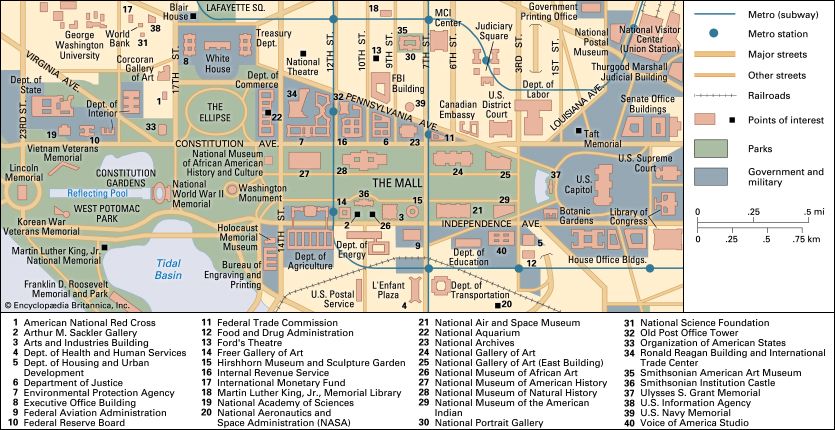 map of the National Mall, Washington, D.C.