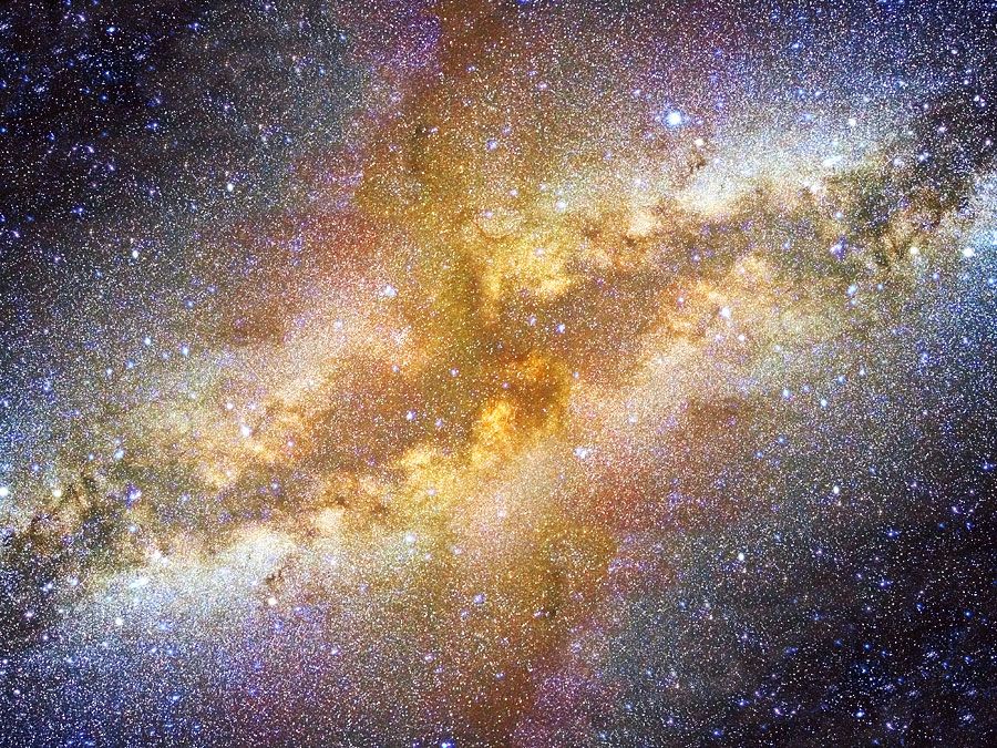 Milky Way galaxy in night sky. (space, stars, center, astronomy, telescope)