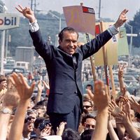 Richard M. Nixon. Richard Nixon during a 1968 campaign stop. President Nixon