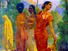 "Shakuntala looking back to glimpse Dushyanta" Painting by Raja Ravi Varma (1848-1906).  (Indian painter, India, art, oil painting, Mahabharata character, Indian folklore)